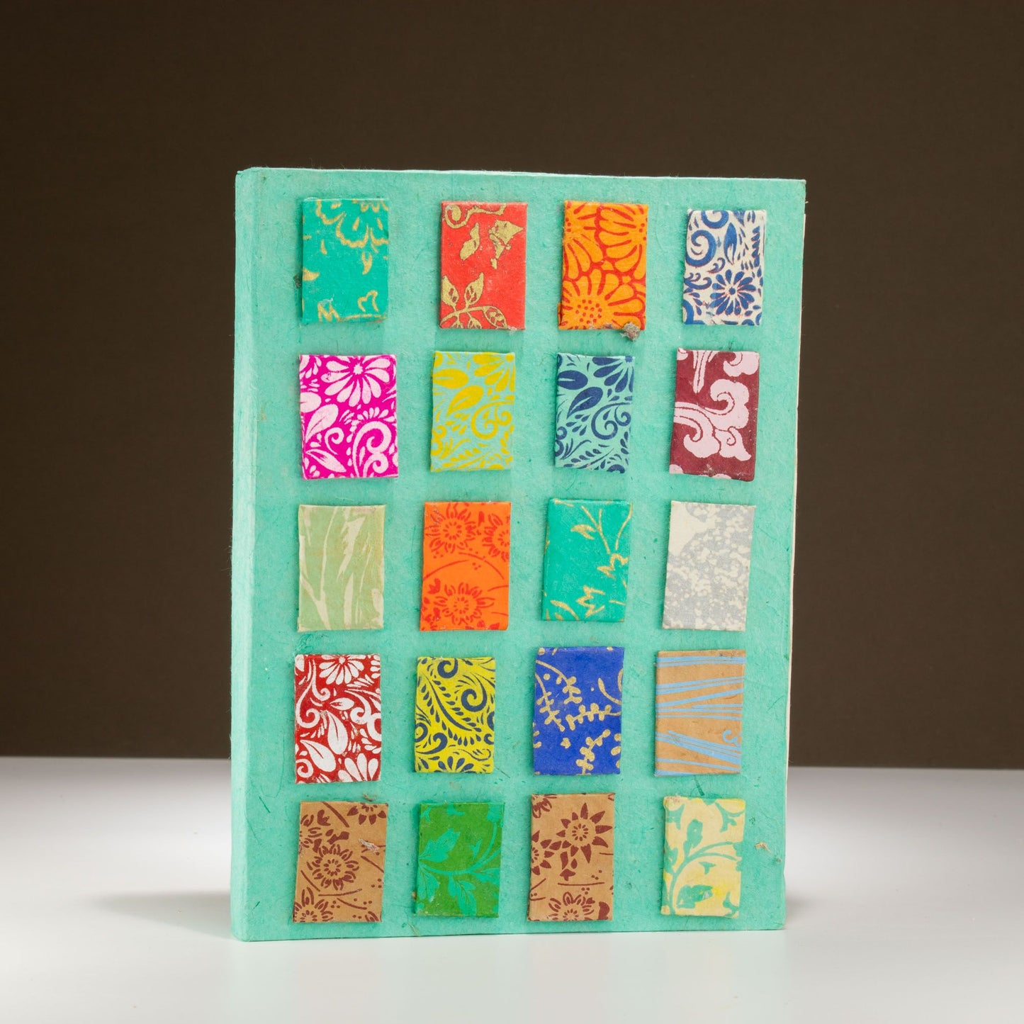 Lokta Mini Tegels Notitieboek Groot (21x15cm) – 45 pagina's – incl. boekenlegger – Teal