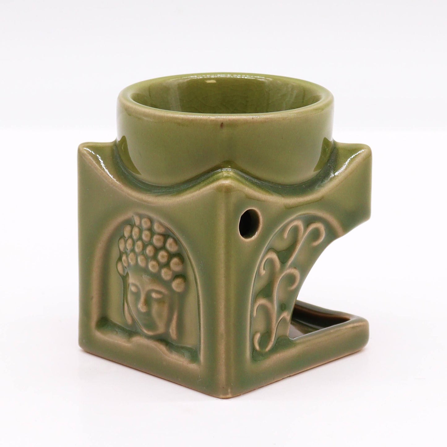 Vierkante Buddha Brander - Licht Jade