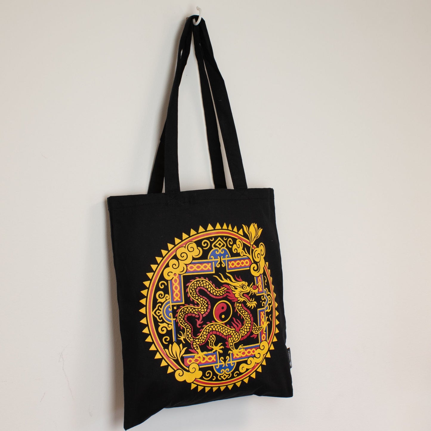 Iconic Classic Tote Bag – Draak Yin & Yang – Zwart 6oz