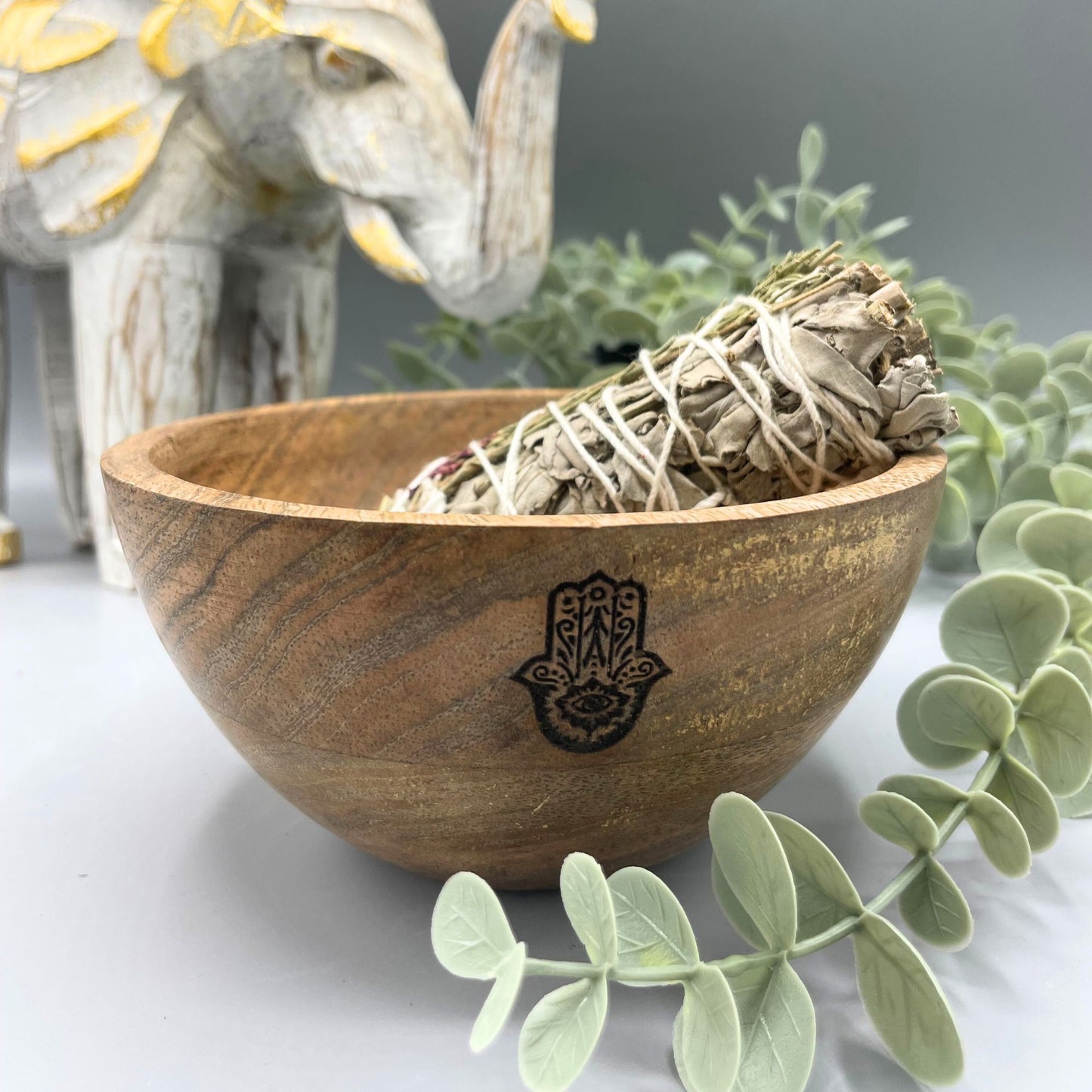 Houten Smudge & Rituele Offerkom - Hamsa 14x7cm