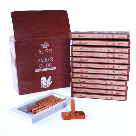 Natuurlijke Wierook Smudge Bricks met Brander – Amber Hout (15 stuks)