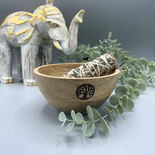 Houten Smudge & Rituele Offerkom - Levensboom 14x7cm