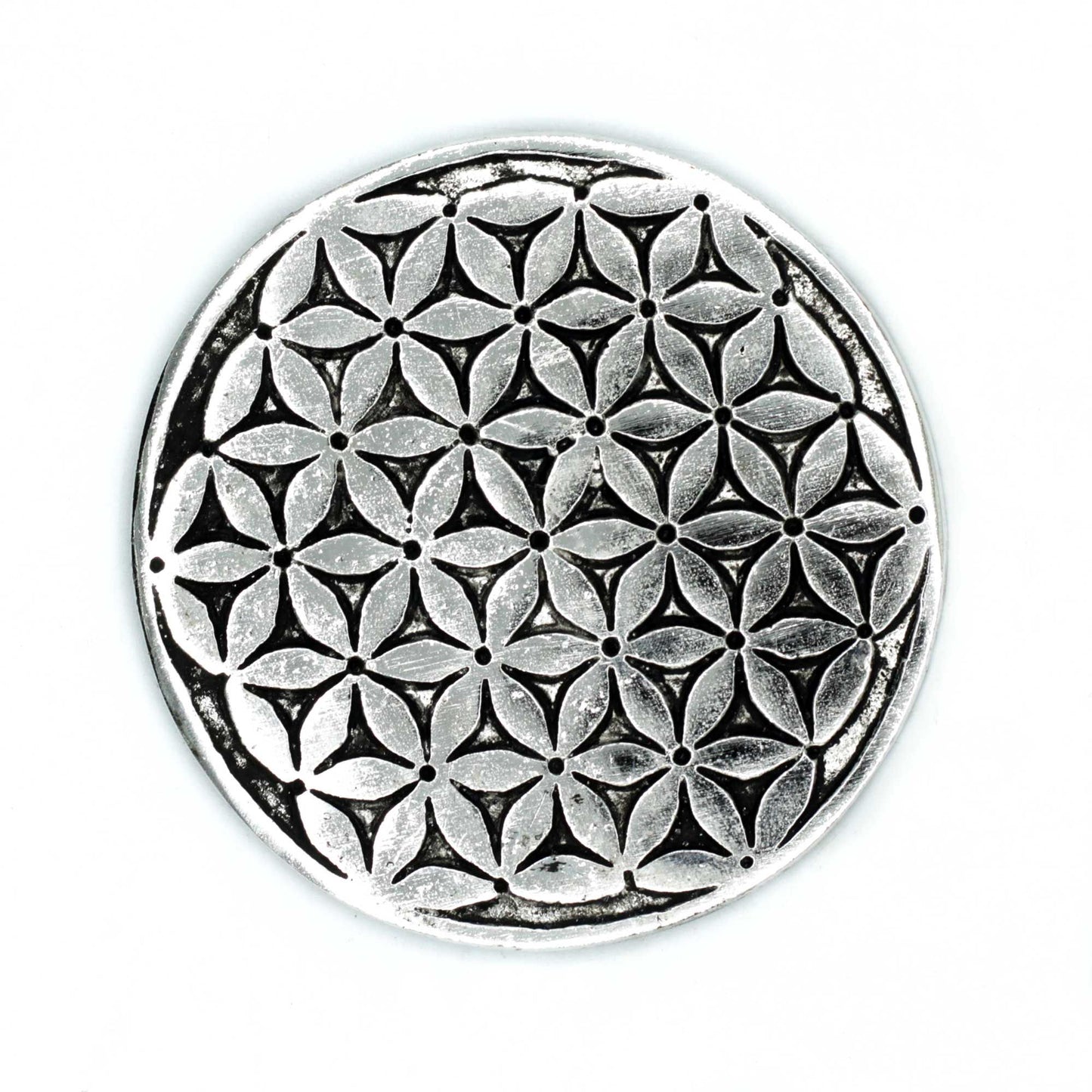 Gepolijst Aluminium Bloem des Levens Wierookhouder 11cm