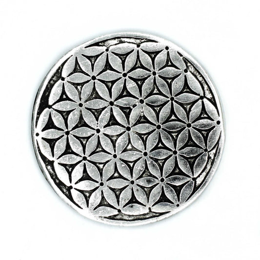 Gepolijst Aluminium Bloem des Levens Wierookhouder 11cm
