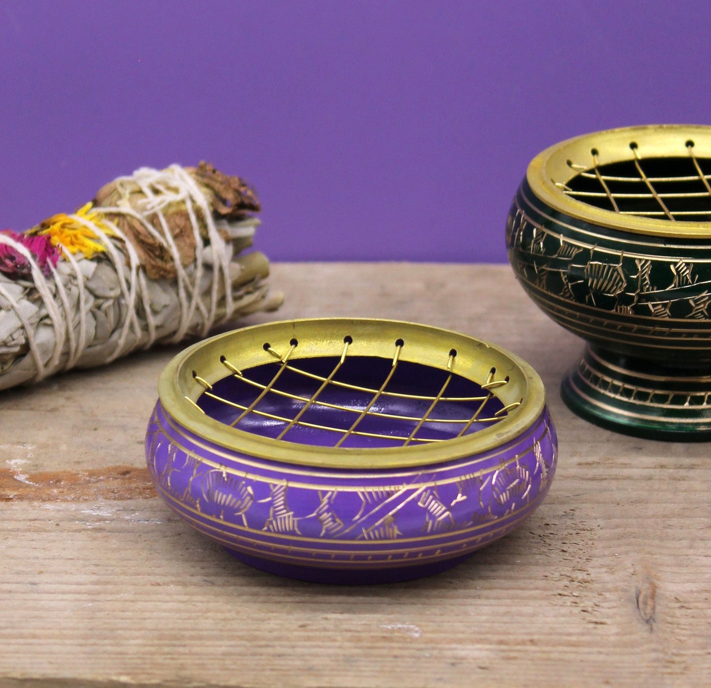 Chakra Houtskool Wierookpot - Kruinchakra (Violet)