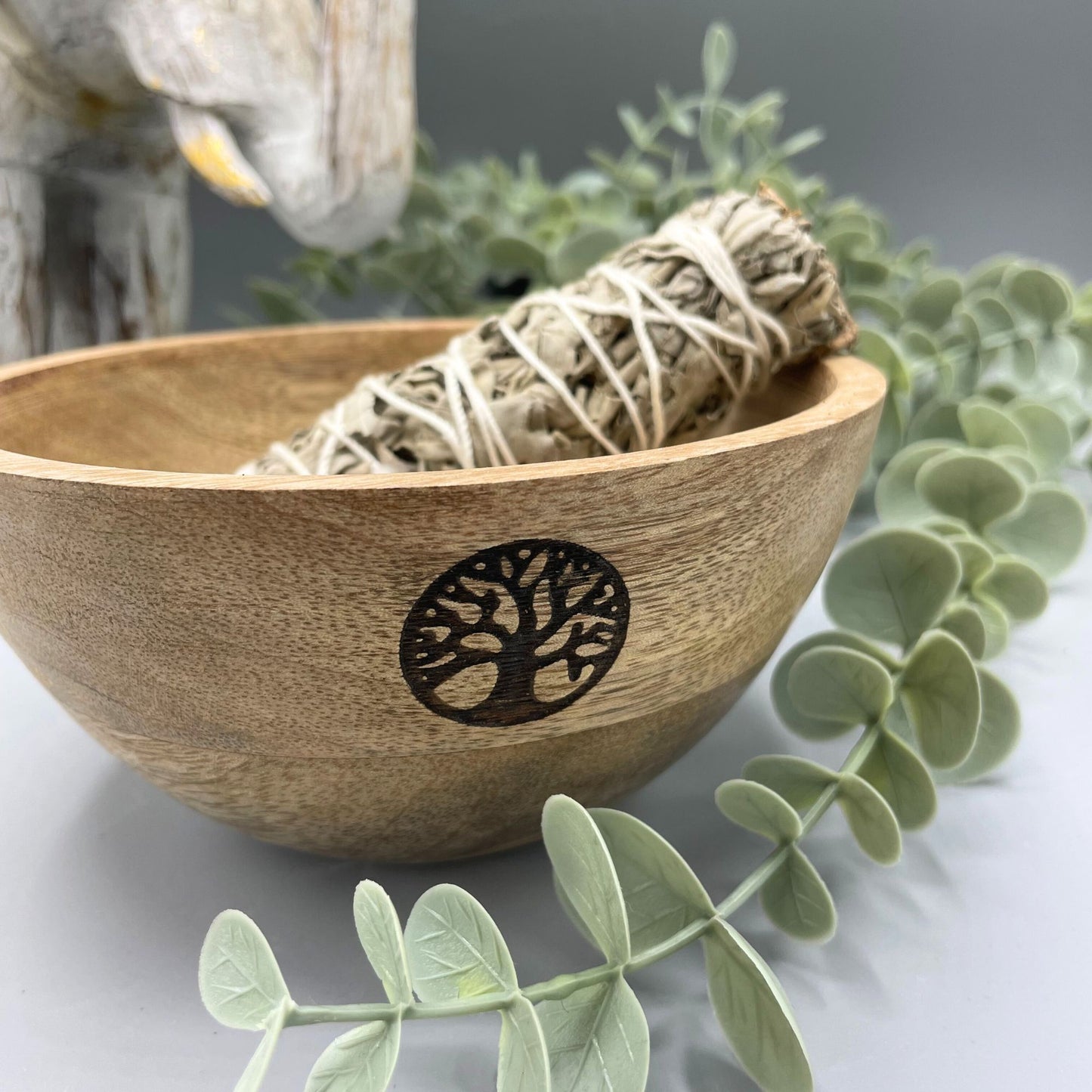 Houten Smudge & Rituele Offerkom - Levensboom 14x7cm
