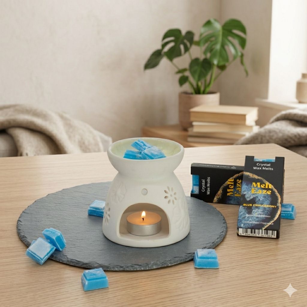 MeltEaze Aquamarine Wave Wax Melts – Frisse Huisgeur met Blauwe Chalcedoon | Soul Studio M