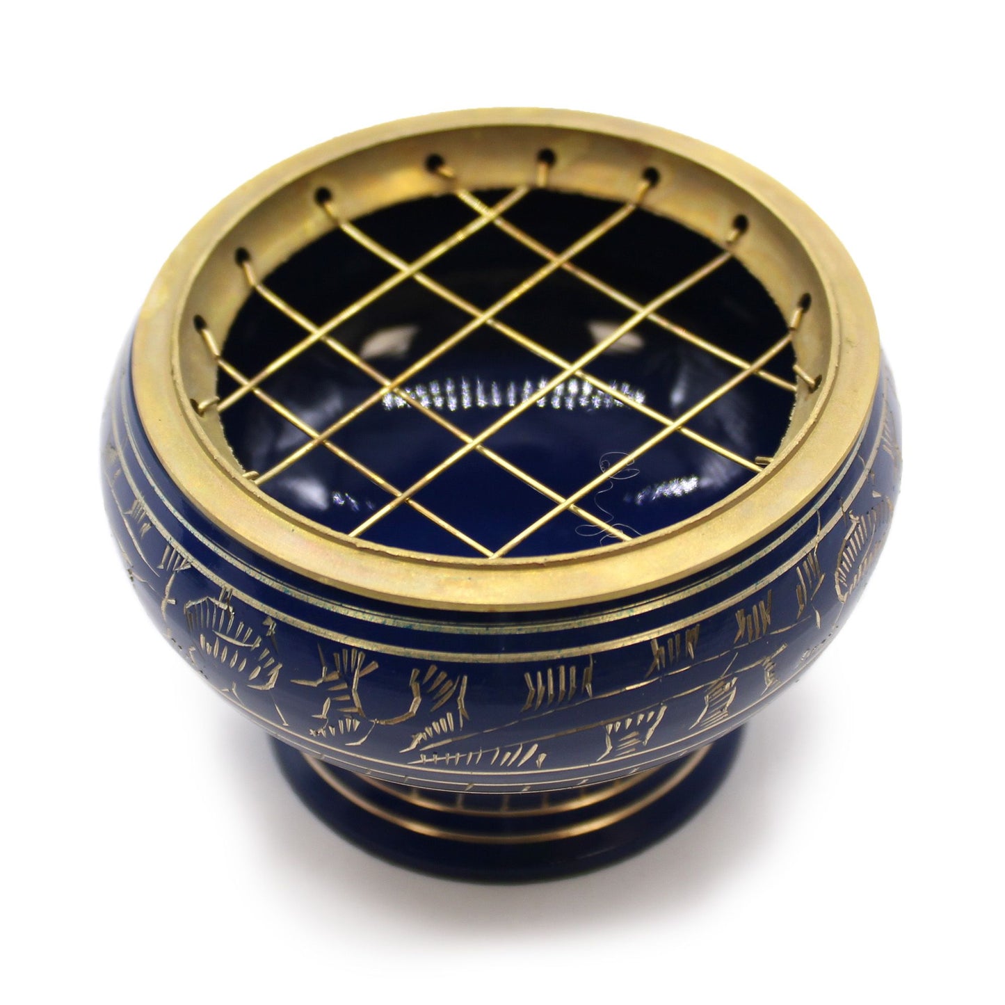 Hoge Chakra Houtskool Wierookpot - Keelchakra (Blauw)