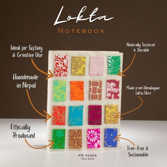 Lokta Mini Tegels Notitieboek Medium (15x12cm) – 45 pagina's – Naturel