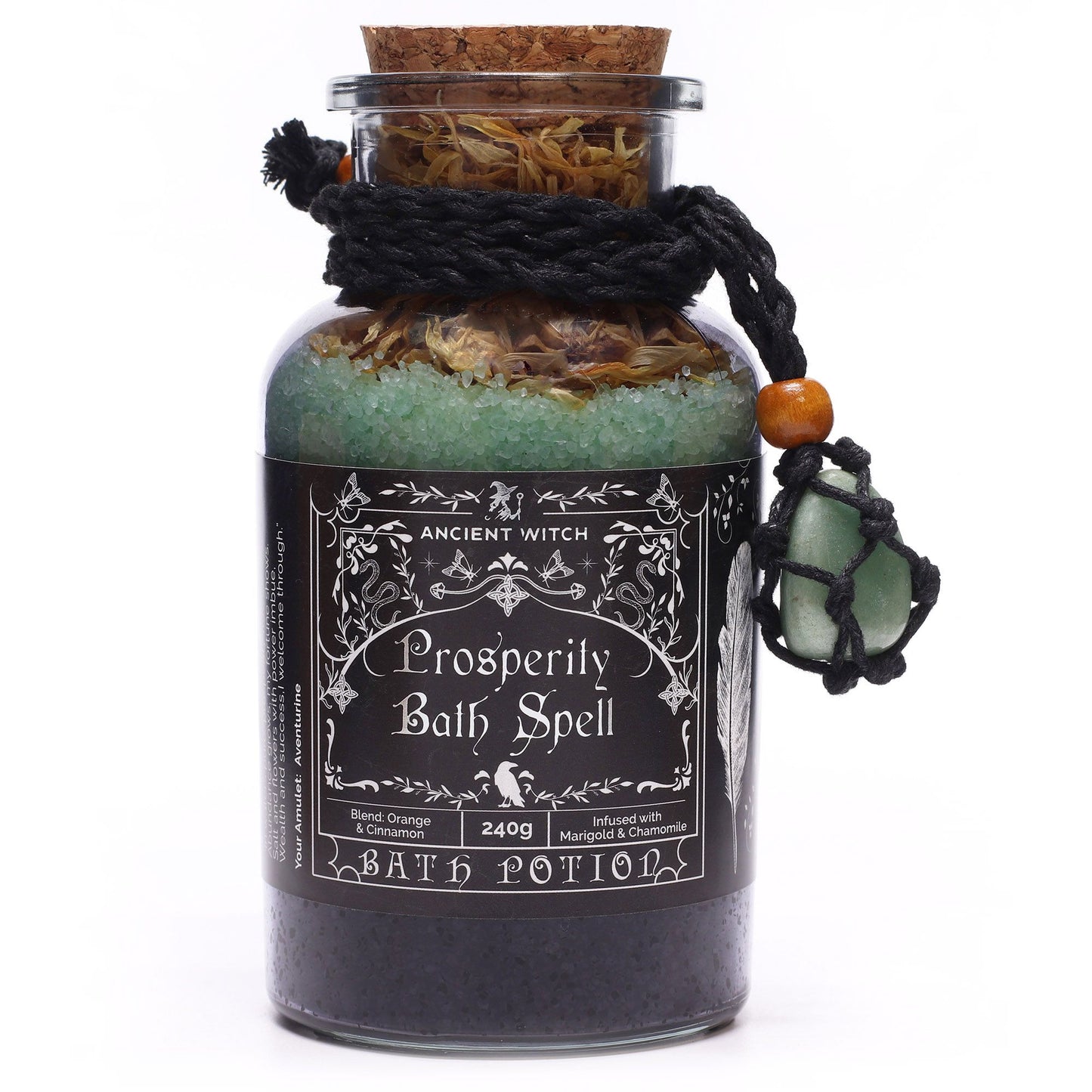 Ancient Witch Bath Spell Potion – Prosperity | Voorspoed & Geluk met Aventurijn Amulet