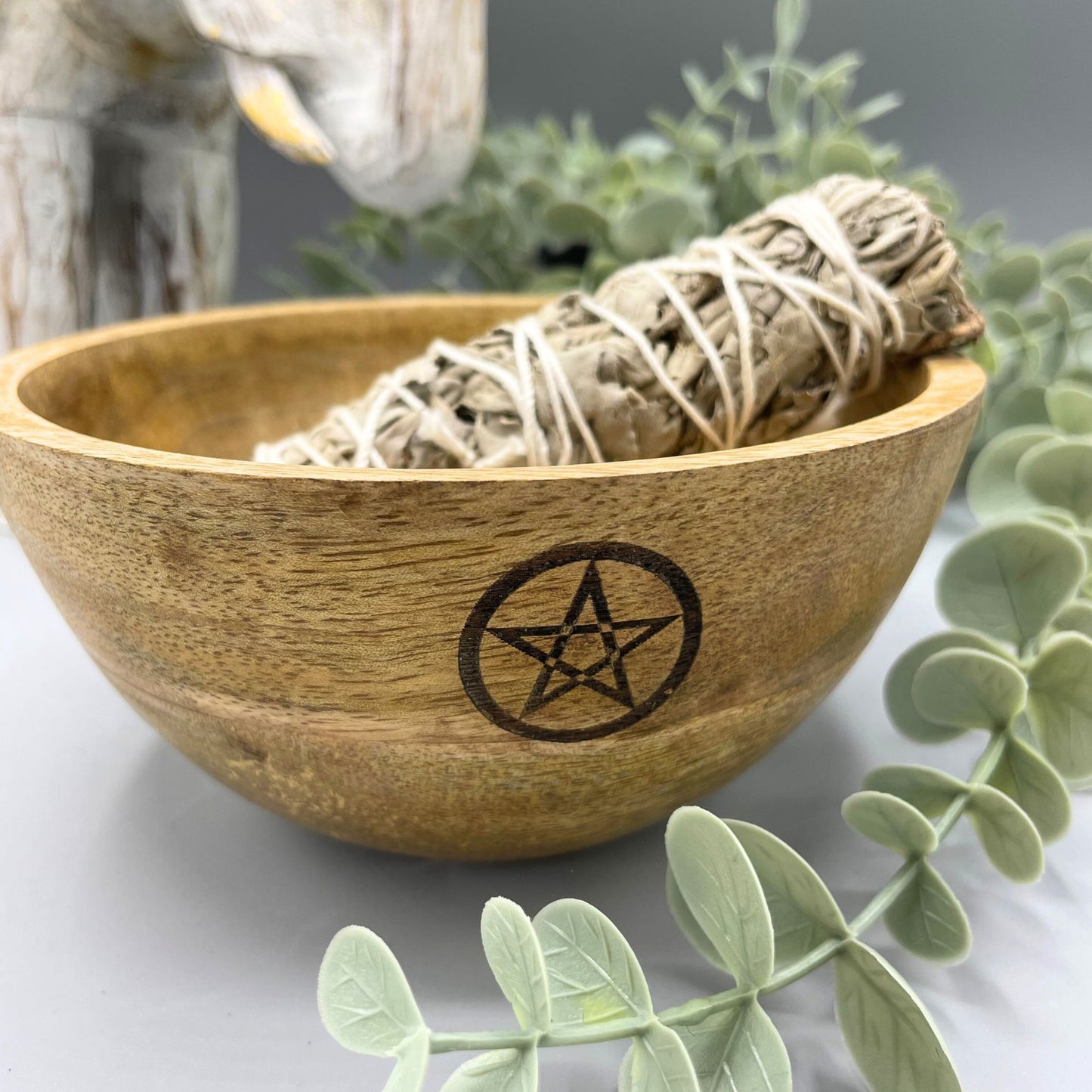 Houten Smudge & Rituele Offerkom - Pentagram 14x7cm