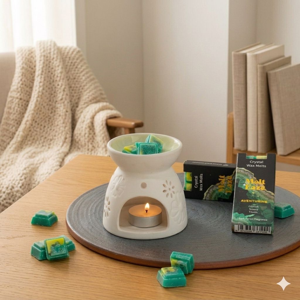 MeltEaze Emerald Forest Wax Melts – Natuurlijke Huisgeur met Aventurijn | Soul Studio M