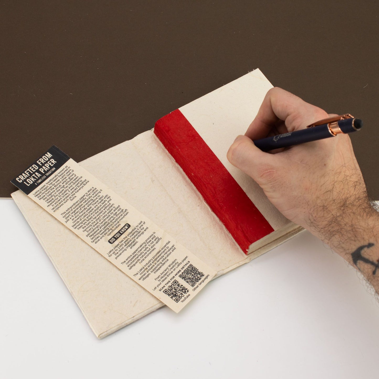 Lokta Mini Tegels Notitieboek Medium (15x12cm) – 45 pagina's – Naturel