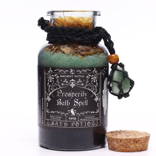 Ancient Witch Bath Spell Potion – Prosperity | Voorspoed & Geluk met Aventurijn Amulet