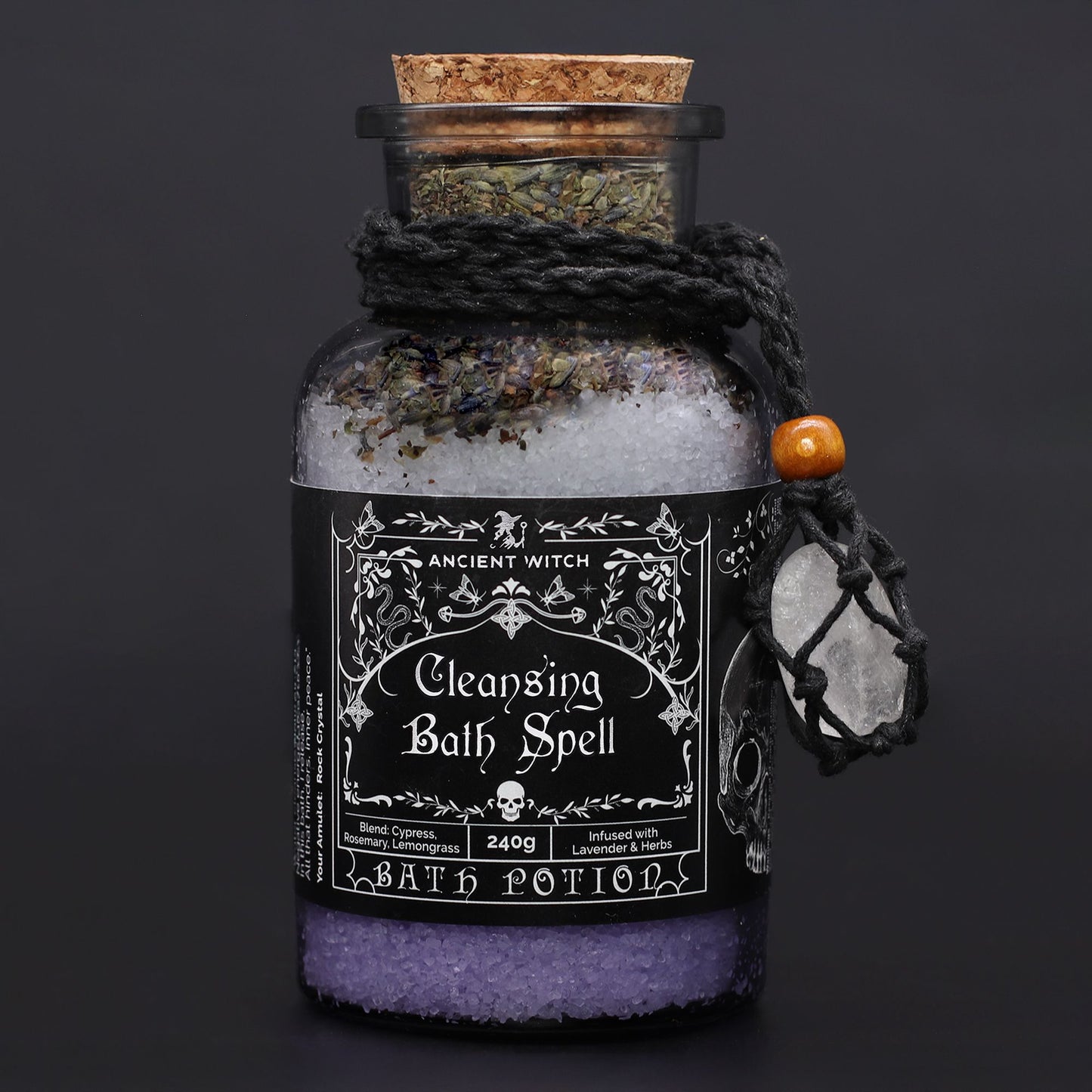 Ancient Witch Bath Spell Potion – Cleansing | Zuivering met Bergkristal Amulet