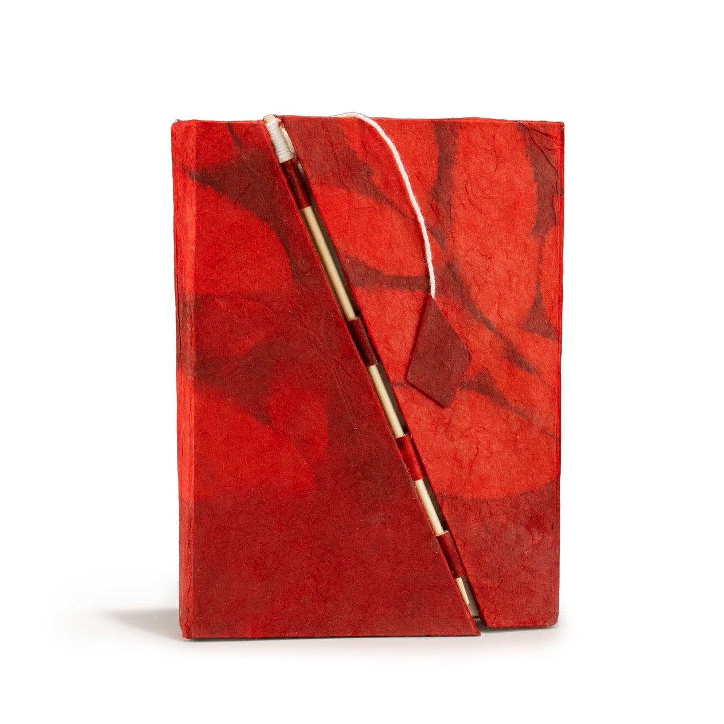 Lokta Bold Floral Bamboo Lock Notitieboek Medium (15x12cm) – 45 pagina's – Ruby