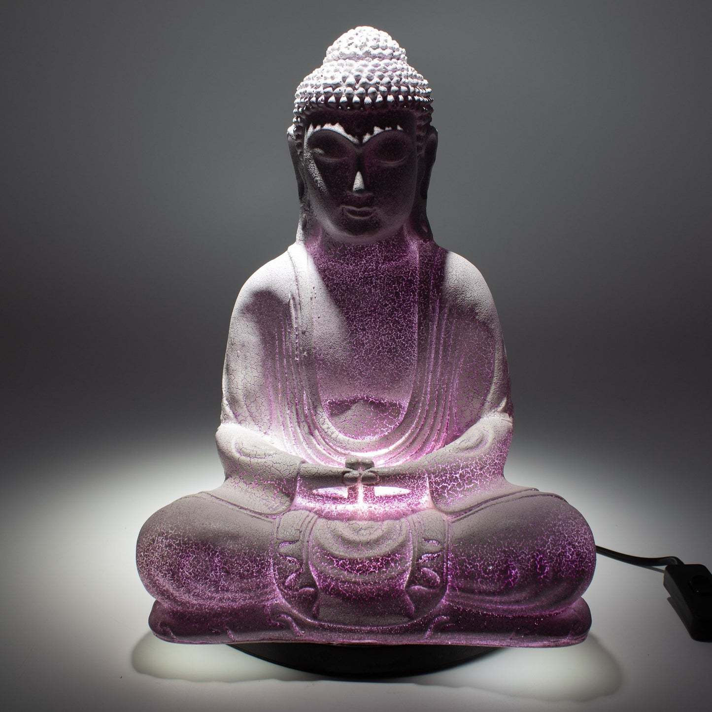 Meditatie Boeddha Lamp – Lavendel Craquelé | Ovaal Voetstuk
