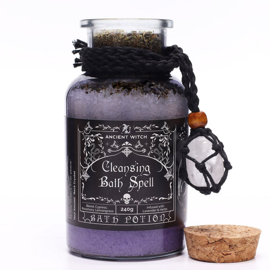 Ancient Witch Bath Spell Potion – Cleansing | Zuivering met Bergkristal Amulet