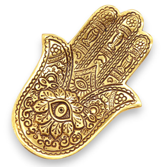 Goud Aluminium Kleine Hamsa Wierookhouder 13x5,5cm