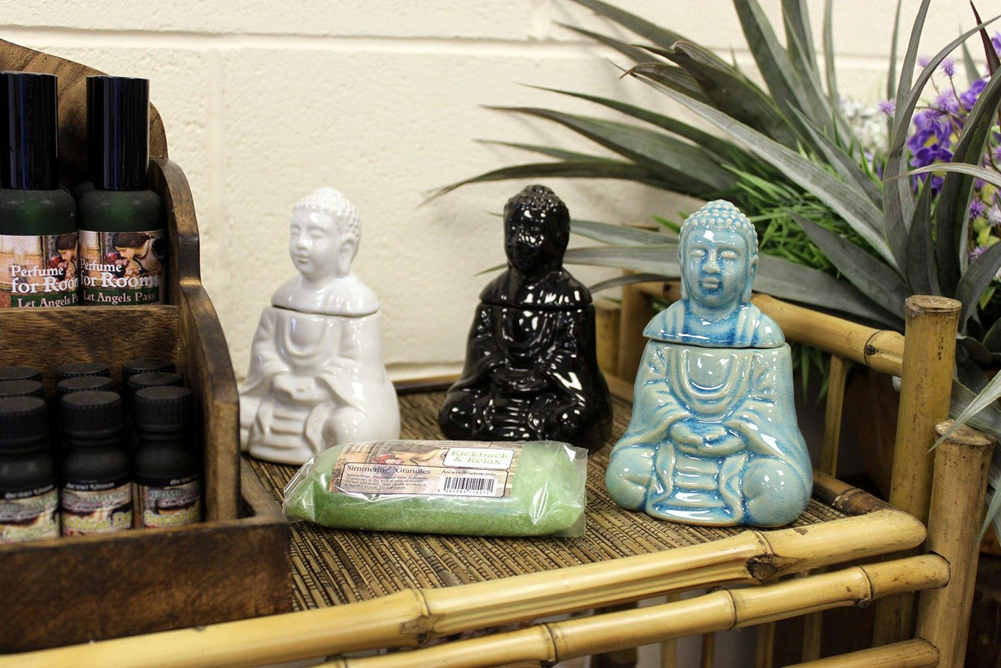 Zittende Buddha Oliebrander - Wit