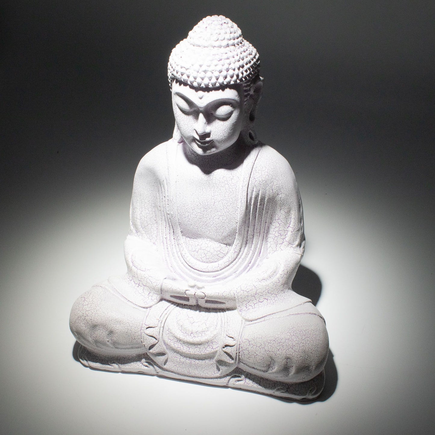 Meditatie Boeddha Lamp – Lavendel Craquelé | Ovaal Voetstuk