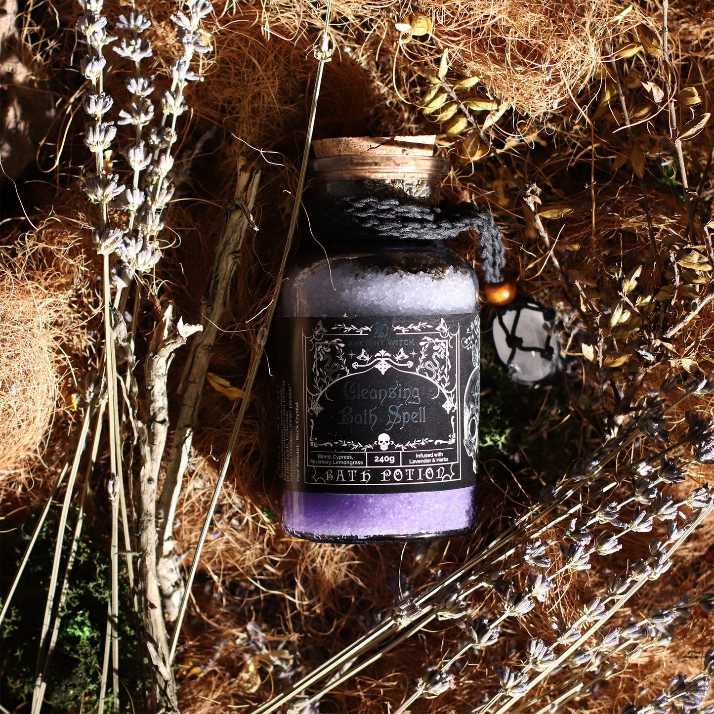 Ancient Witch Bath Spell Potion – Cleansing | Zuivering met Bergkristal Amulet
