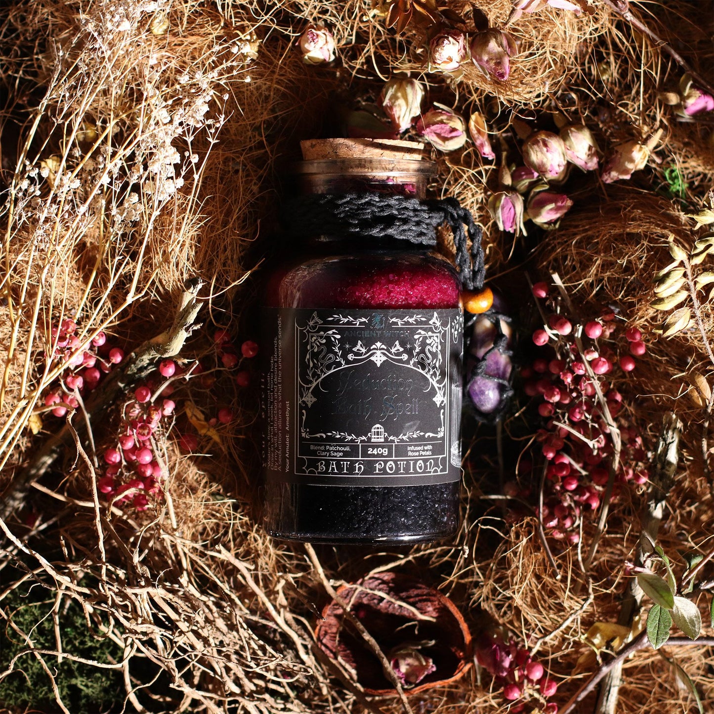 Ancient Witch Bath Spell Potion – Seduction | Verleiding met Amethist Amulet