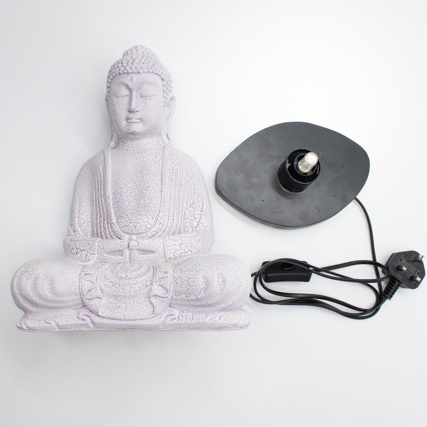 Meditatie Boeddha Lamp – Lavendel Craquelé | Ovaal Voetstuk