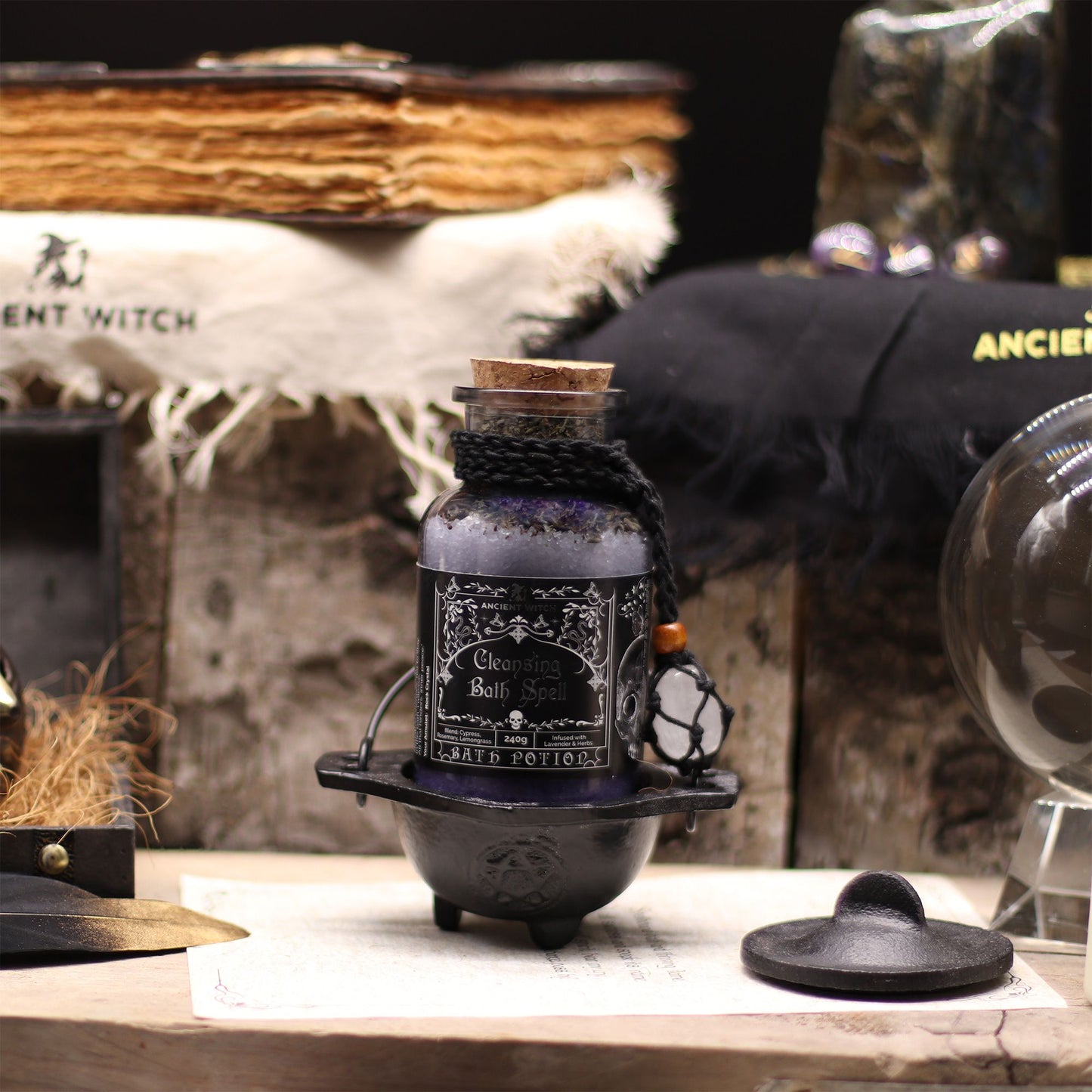 Ancient Witch Bath Spell Potion – Cleansing | Zuivering met Bergkristal Amulet