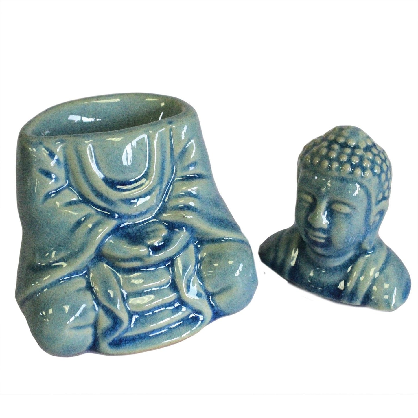 Zittende Buddha Oliebrander - Blauw