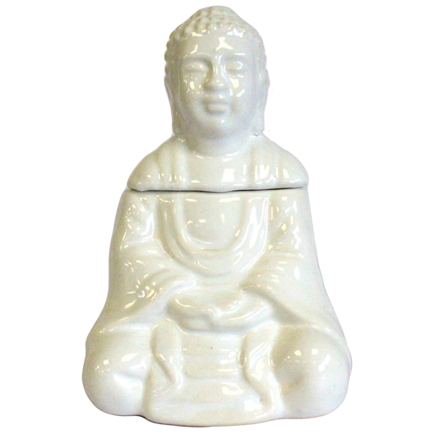 Zittende Buddha Oliebrander - Wit