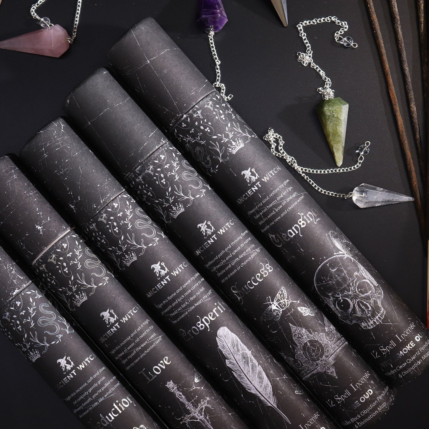 Ancient Witch Spell Wierook – Liefde met Rozenkwarts Pendel