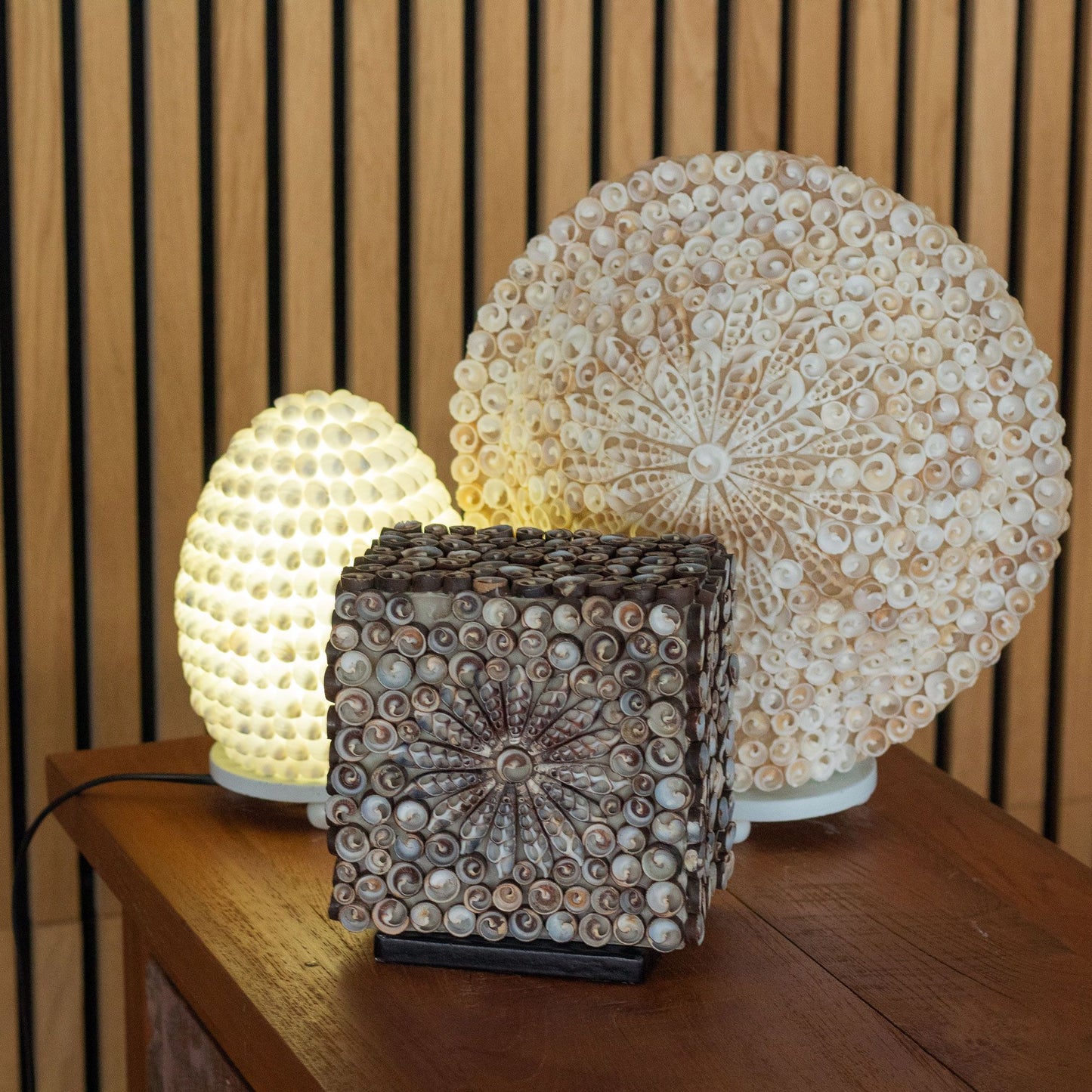 Boho Schelpen Lamp – Gesneden Schelp Ovaal | 15cm