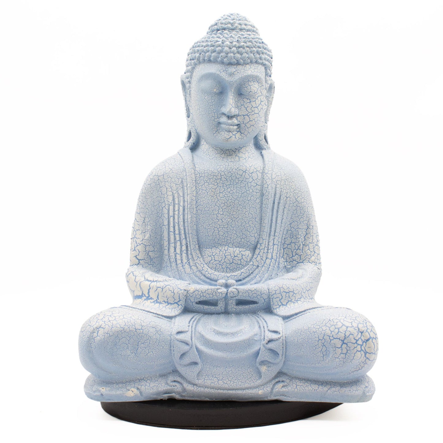 Meditatie Boeddha Lamp – Hemelsblauw Craquelé | Ovaal Voetstuk