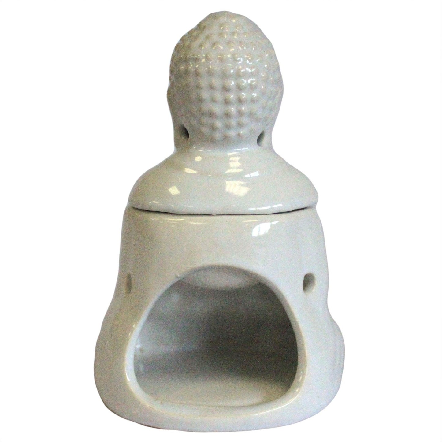 Zittende Buddha Oliebrander - Wit