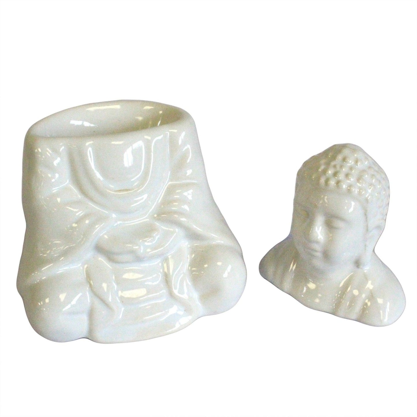 Zittende Buddha Oliebrander - Wit
