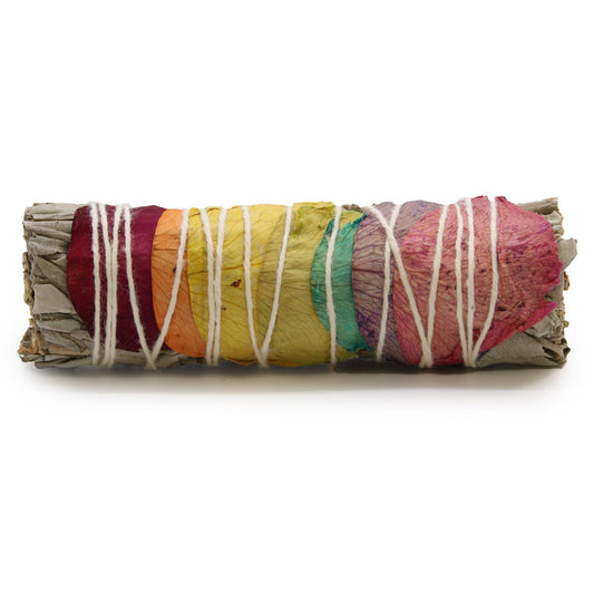 Smudge Stick - 7 Chakra's Rozenblaadjes Salie 10cm