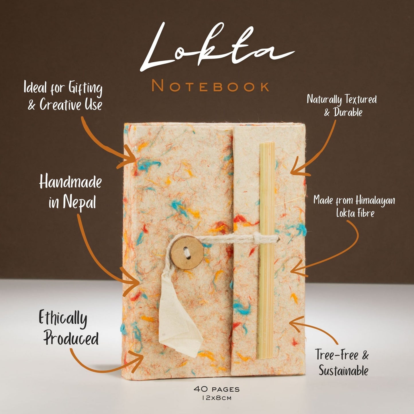 Lokta Mini Mixed Colour Cotton Notitieboek (12x8cm) – 40 pagina’s
