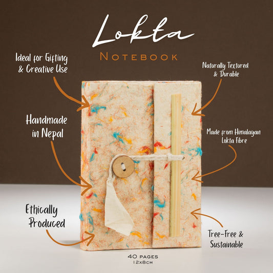 Lokta Mini Mixed Colour Cotton Notitieboek (12x8cm) – 40 pagina’s