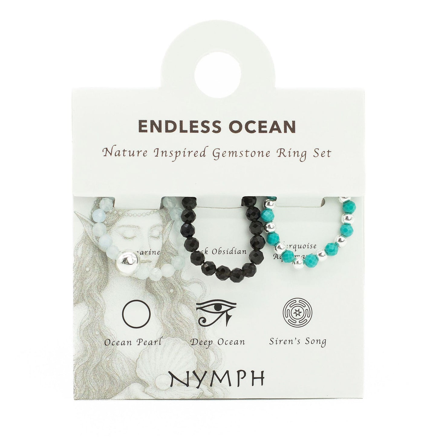 Nymph Spirit Edelstenen Ringset - Eindeloze Oceaan