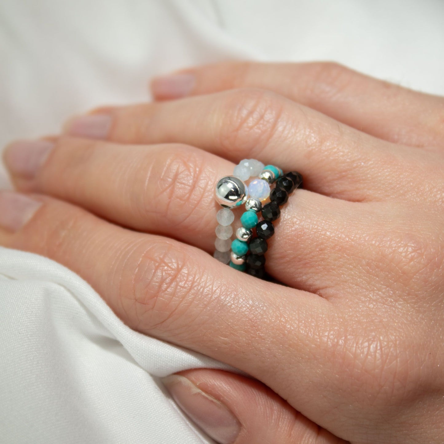 Nymph Spirit Edelstenen Ringset - Eindeloze Oceaan
