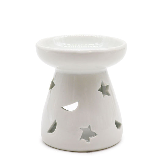 Kleine Klassieke Witte Oliebrander - Maan & Ster