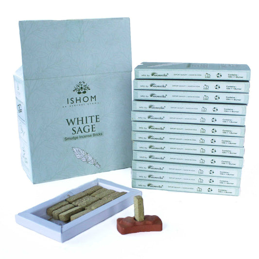 Natuurlijke Wierook Smudge Bricks met Brander – Witte Salie (15 stuks)
