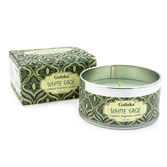 Goloka White Sage sojawas kaars in blik