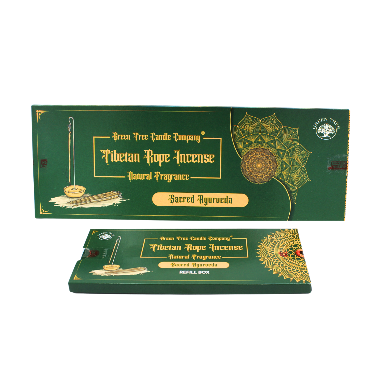 Green Tree koordwierook Sacred Ayurveda met houder