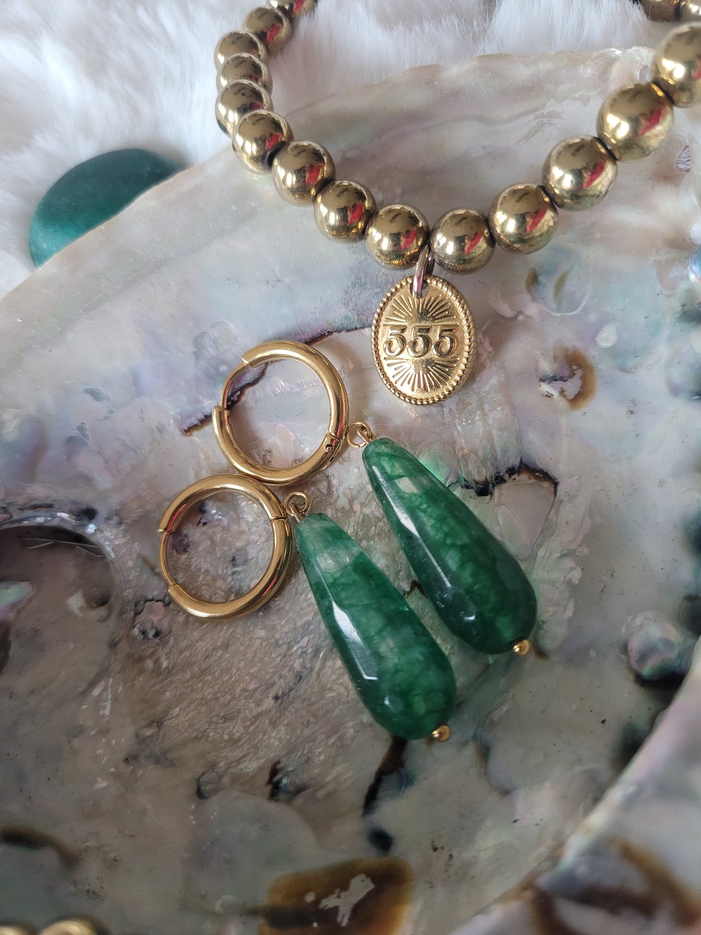 Oorbel Jade Druppel – Dark Green Transparent