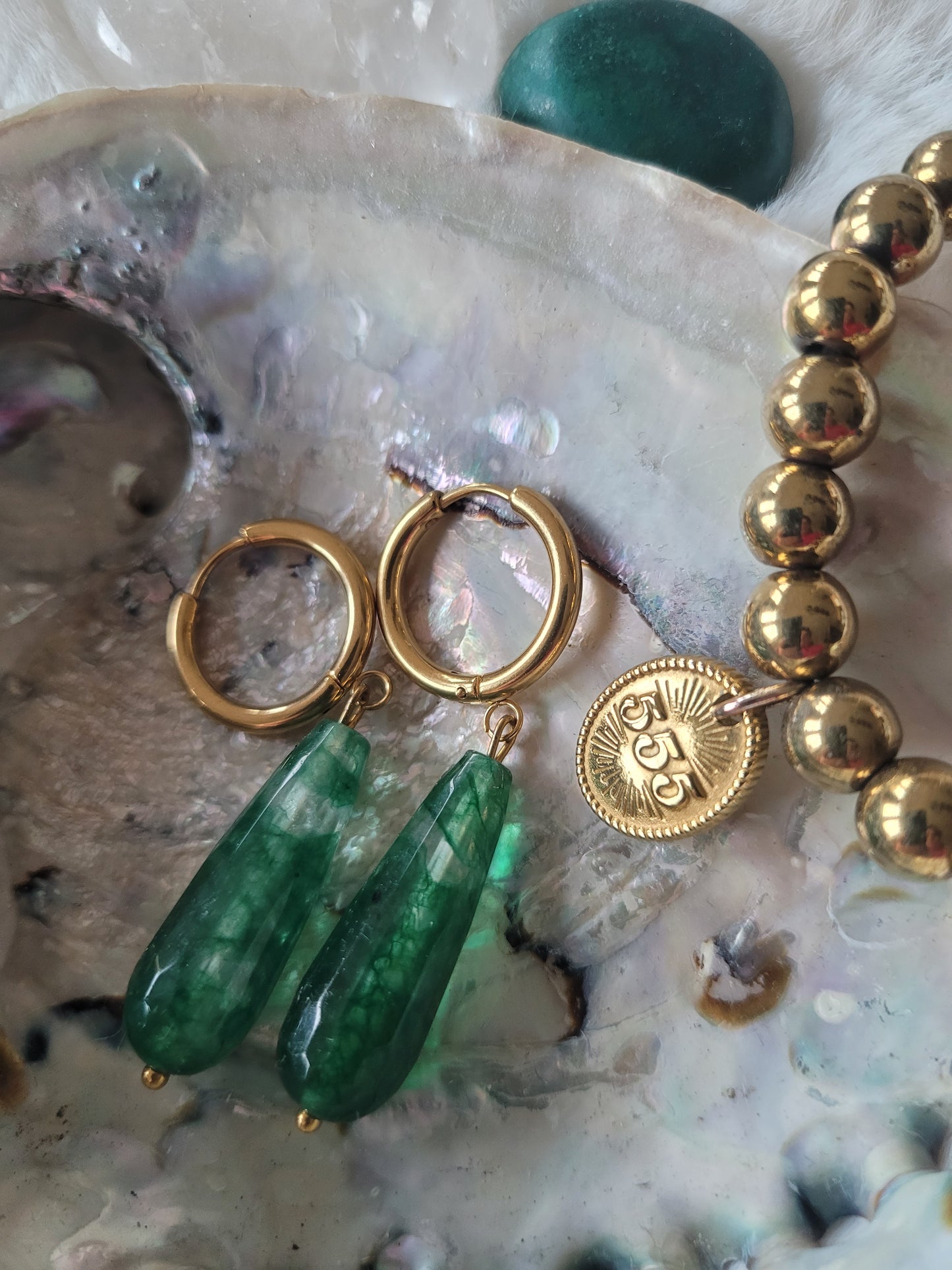 Oorbel Jade Druppel – Dark Green Transparent