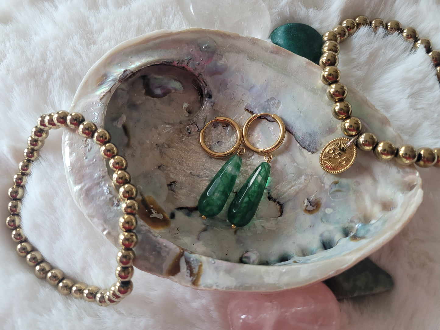 Oorbel Jade Druppel – Dark Green Transparent