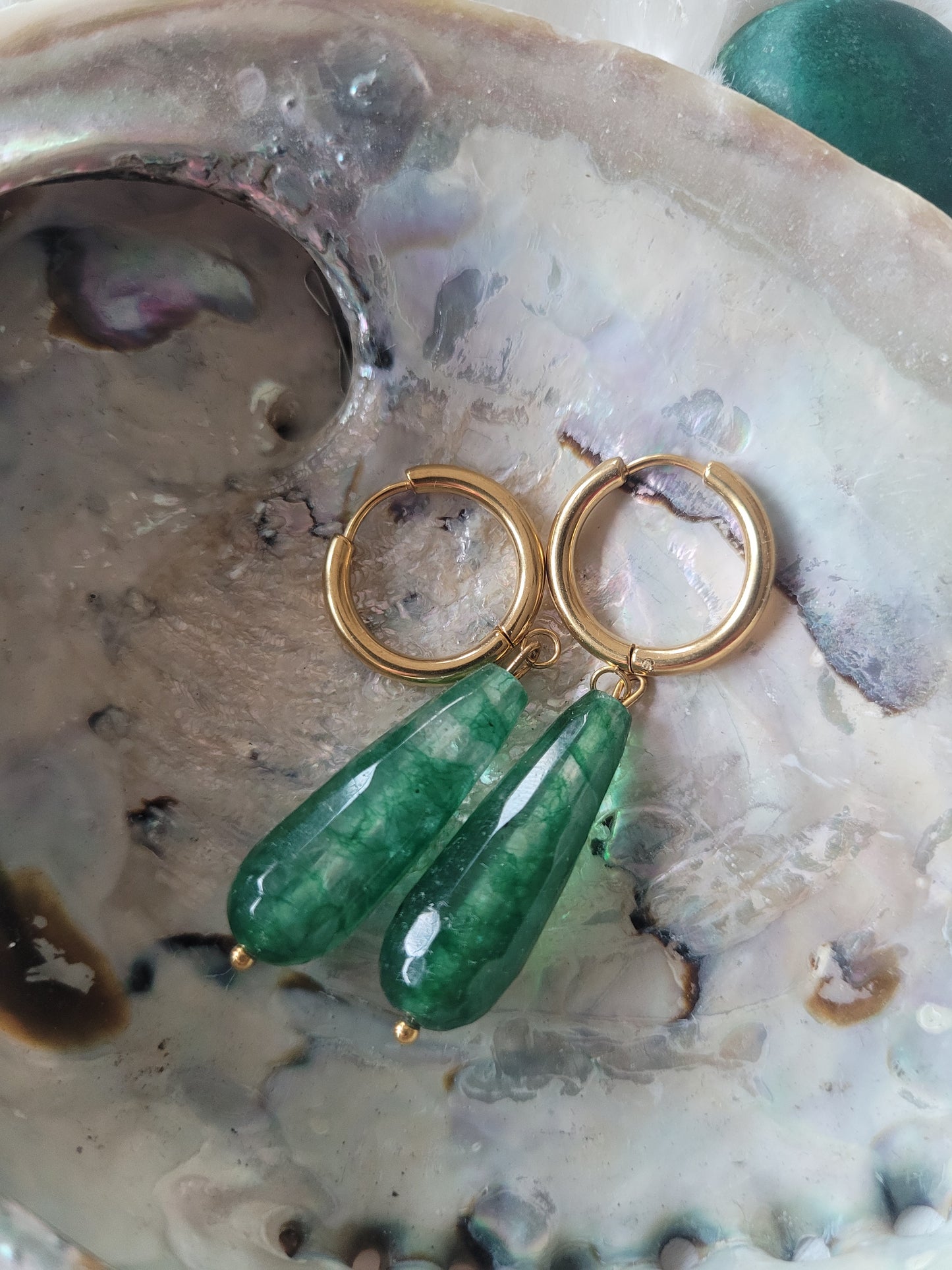 Oorbel Jade Druppel – Dark Green Transparent